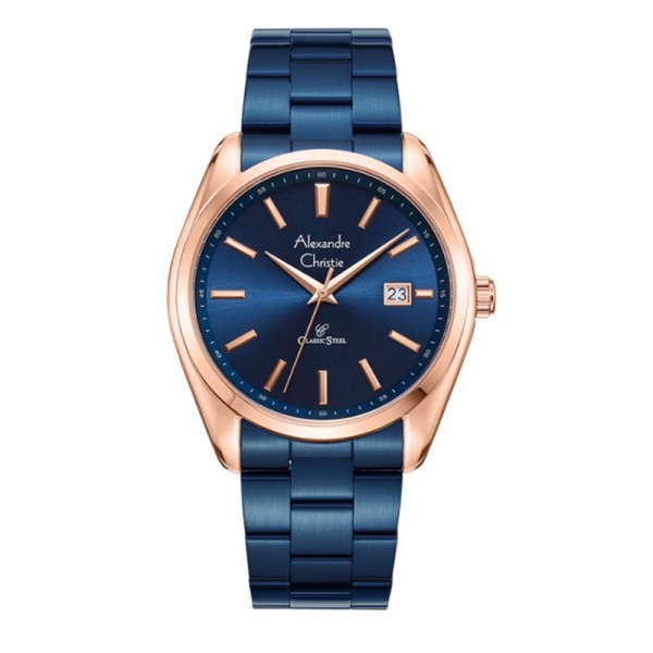 Alexandre Christie AC 8656 Rosegold Blue Man Steel MDBURBU